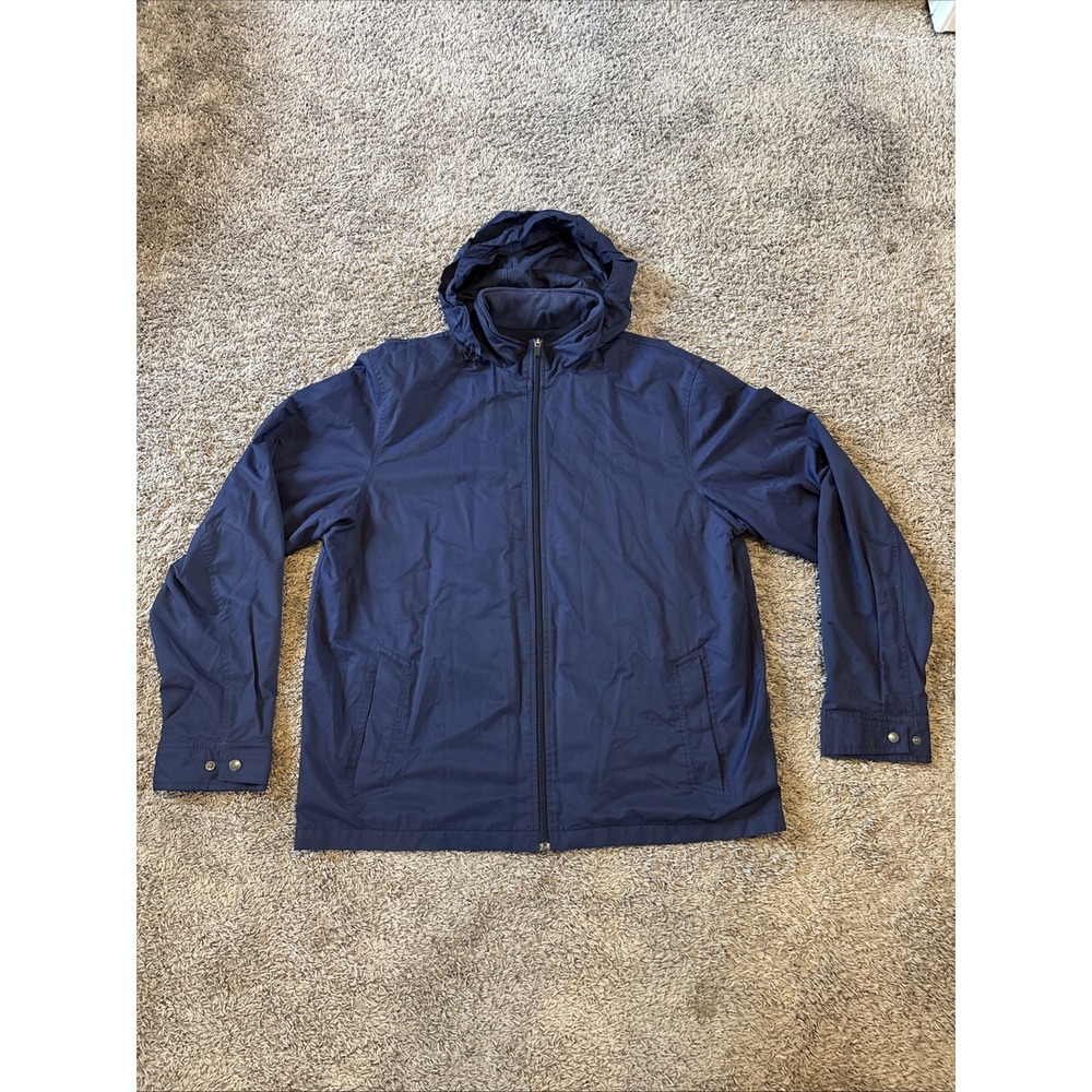 Eddie‎ Bauer Jacket Mens Tall XL XLT Blue Full Zip Snap closure front with Hood